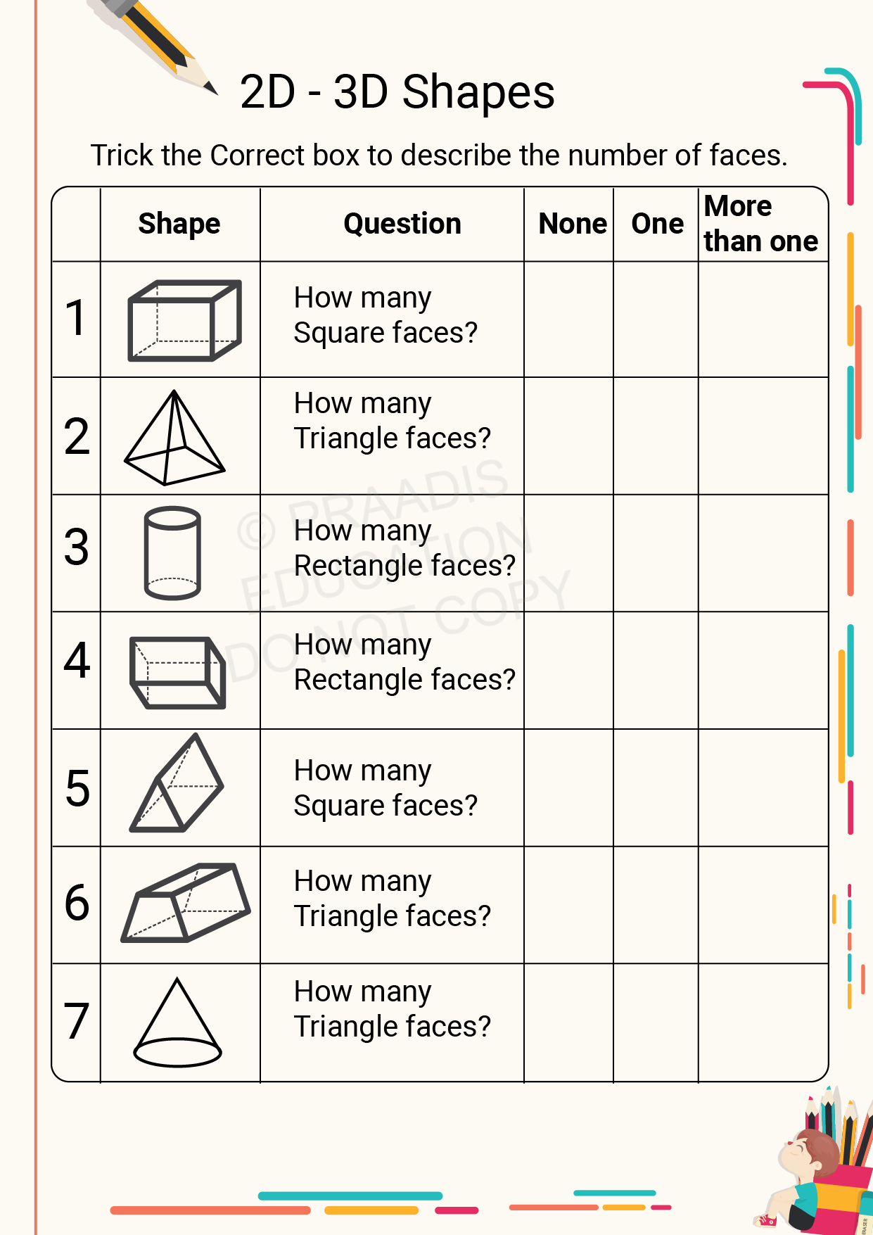 Write in short form Worksheet 3