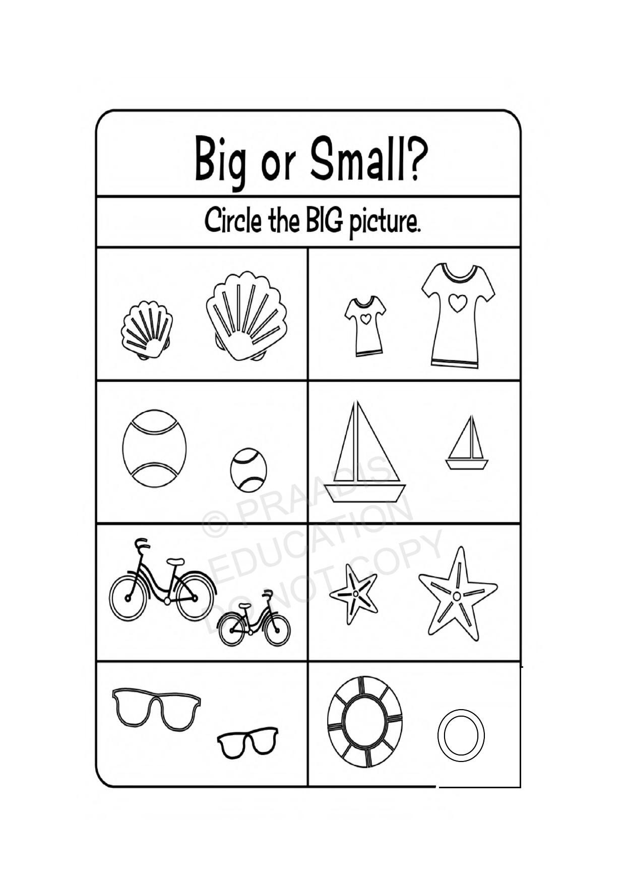 Big or Small? Worksheet for kids