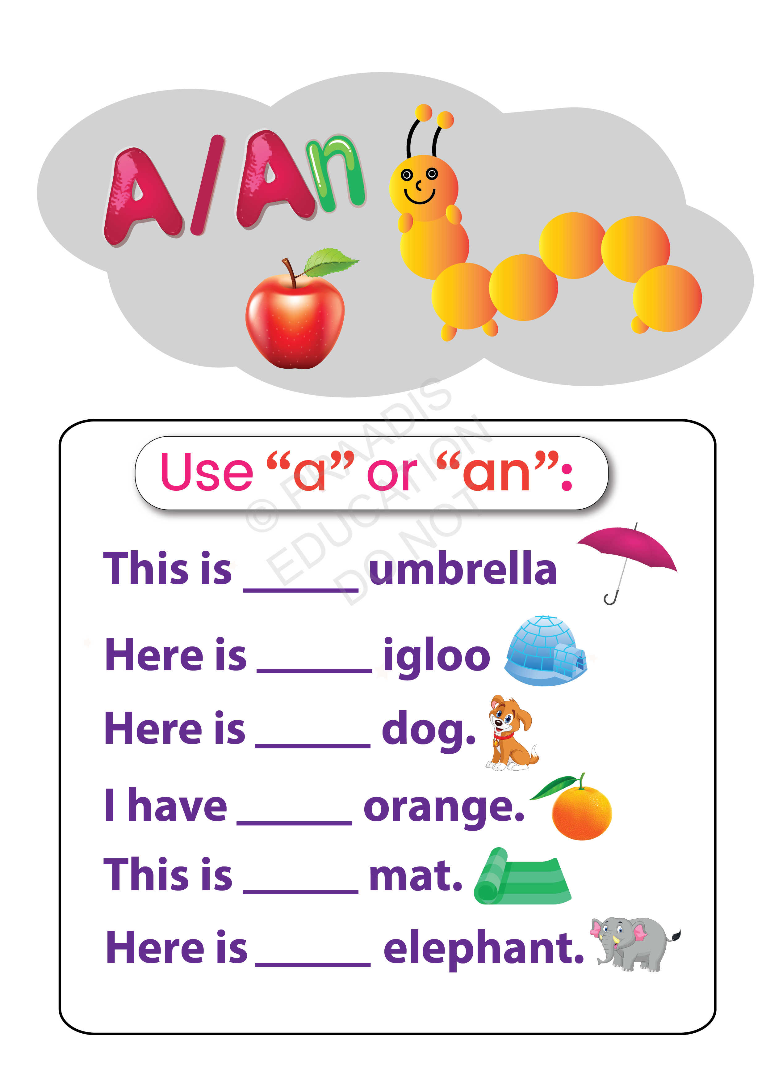 English Worksheets For Class Kg